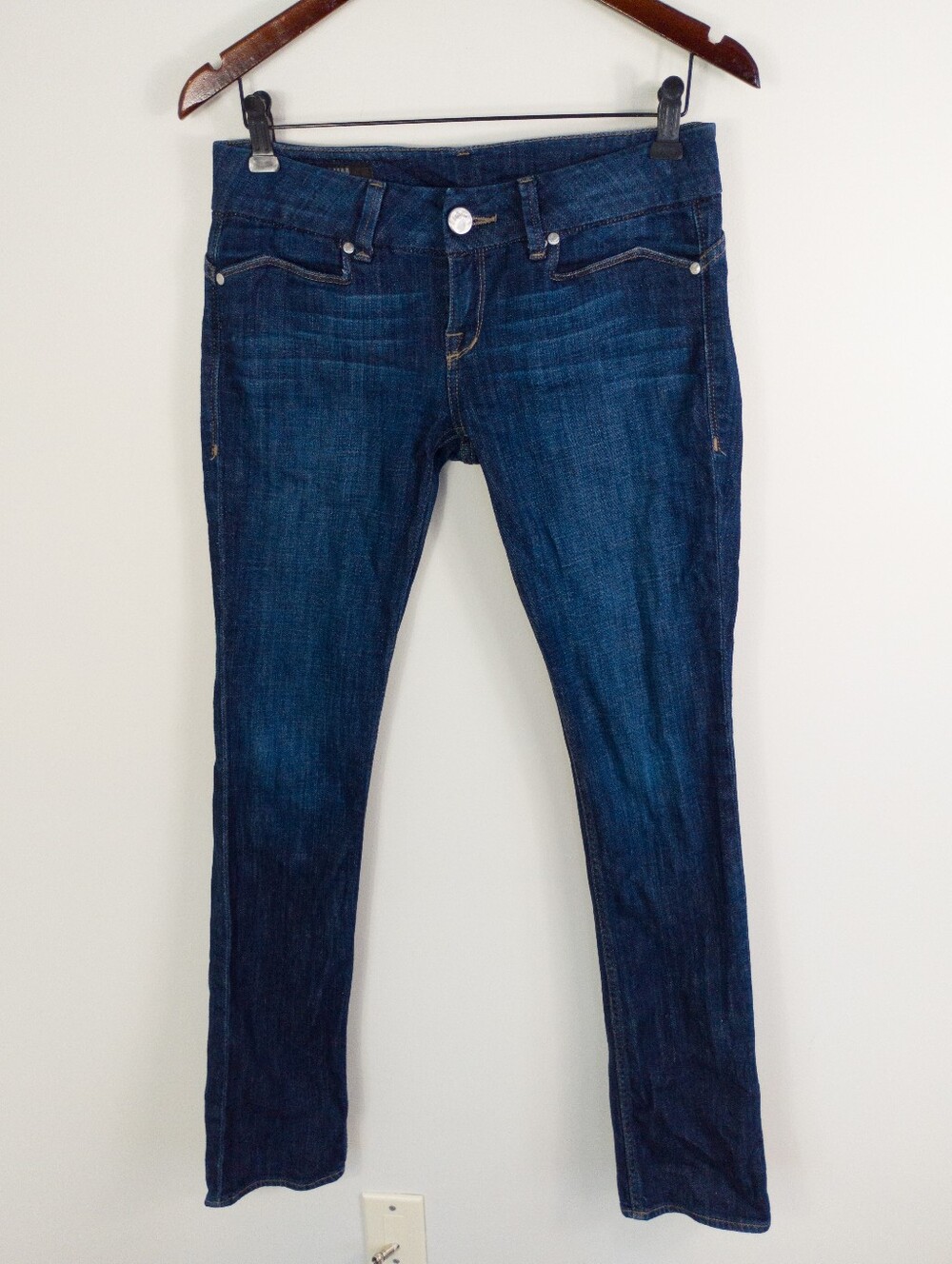 William Rast Dark Wash Straight Leg Jeans Size 27 Low Rise Stretch